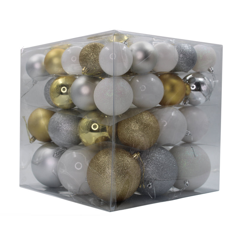 Ensemble d'ornement boule 62 pièces, Or / argent / blanc