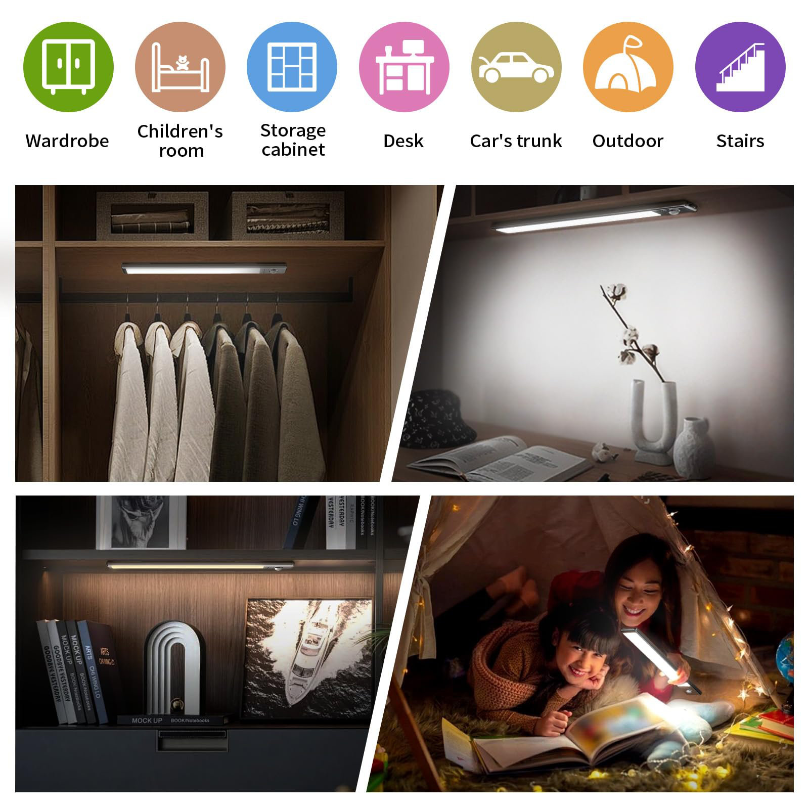 Zeki Shoggy Under Cabinet Lights,2200Mah Rechargeable Closet Lights, 88 ...
