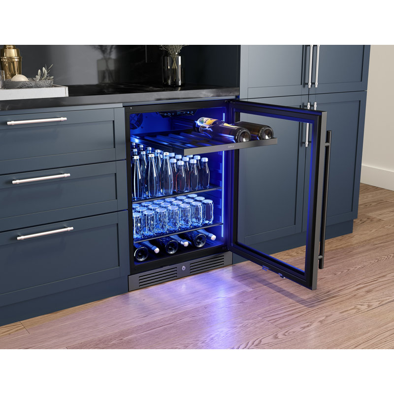 Zephyr Presrv 24" Black Stainless 7-Bottle and 108-Can Single Zone Beverage Cooler