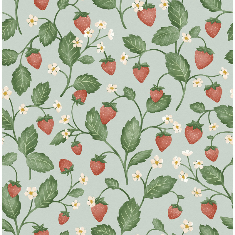 Papier peint Maxine Seafoam Strawberry Fields