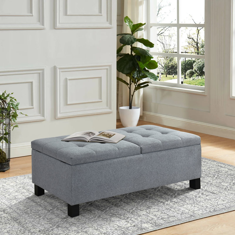Banc de rangement à couvercle rabattable Arnod, gris