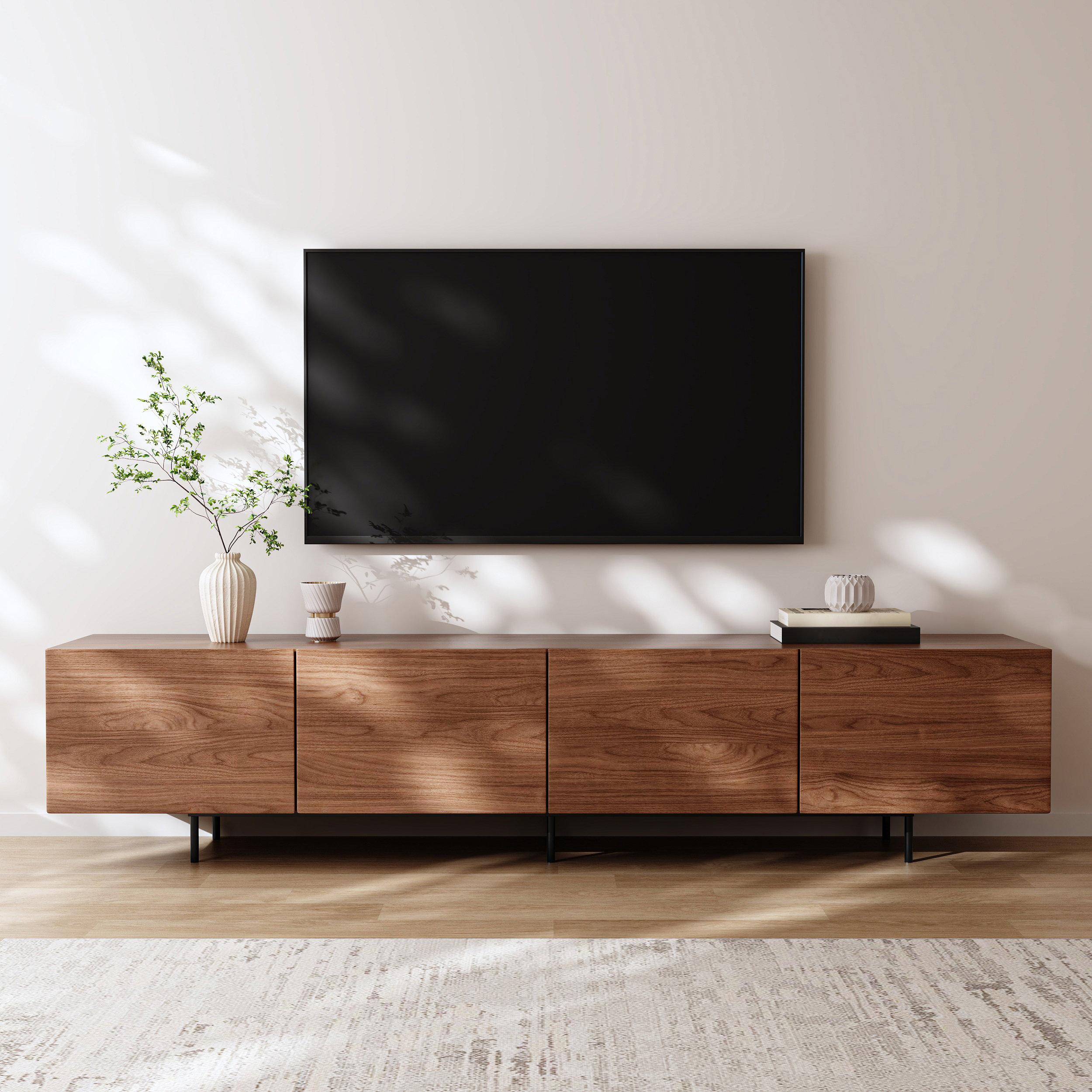 Latitude Run® Modern 4-Door TV Stand Storage Credenza & Reviews | Wayfair
