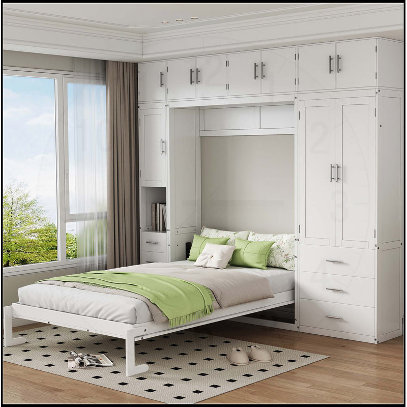 Lit escamotable avec casiers et armoires escamotables, Double