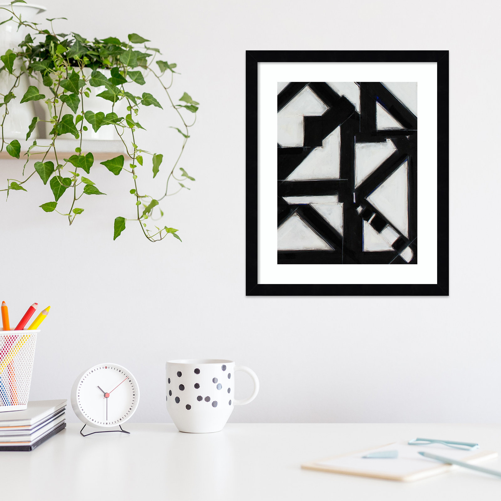Tulare "Topographic V" Print, Black, 17" H x 14" W x 1" D