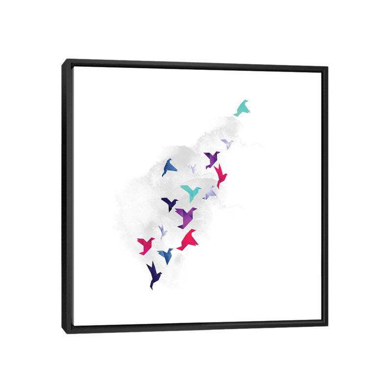 « paper oiseau », impression sur toile, H 18 po x l 18 po x P 1,5 po, Toile encadrée noire