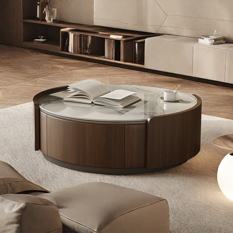 Table ronde légère et luxueuse, H 11,8 po x L 35,4 po x l 35,4 po
