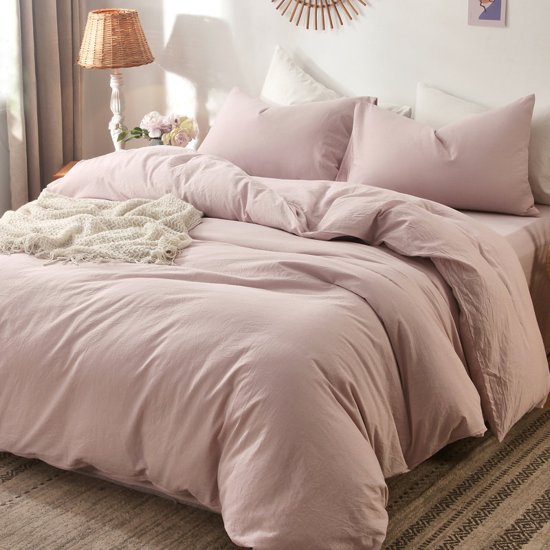 Olive Green Full Cotton Duvet Cover Set with Pillowcases