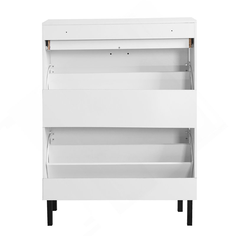Modern Multifunctional Shoe Cabinet with 2 Flip Drawers, Freestanding Shoe Storage Organizer, White