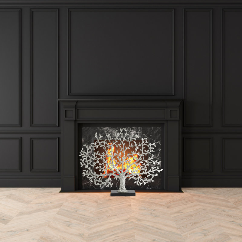 Tree of Life Decorative Fireplace Screen, Silver