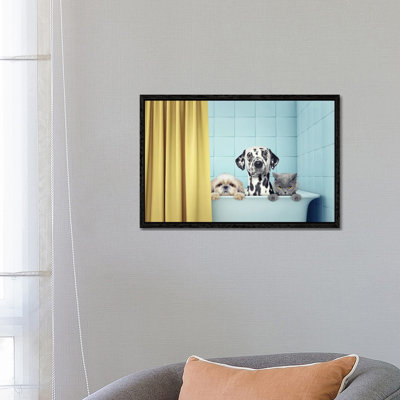 Two Dogs And Cat In The Bath by Helga1981 - Print on Canvas