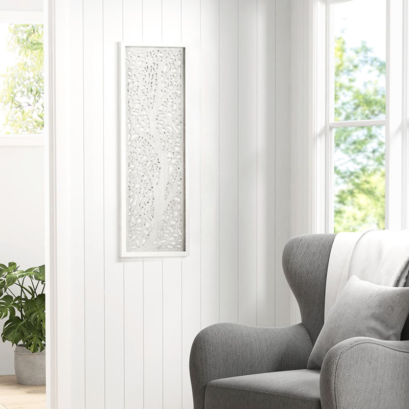 Cut Tree Branch Wall Decor - Grey And Whitewashed Look 'S Panel White Colour