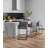 Ambassador Mid-Century Modern Vegan Leather Upholstered Metal Counter Stool in Gray-133938580-132028873