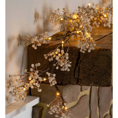 16'' in. Lighted Faux Baby's Breath Garland
