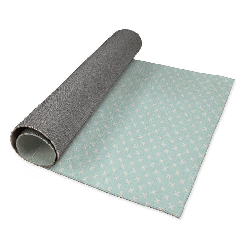 Criss Cross Kids Play Mat, Rectangle 5' x 7', Light Blue/Blue