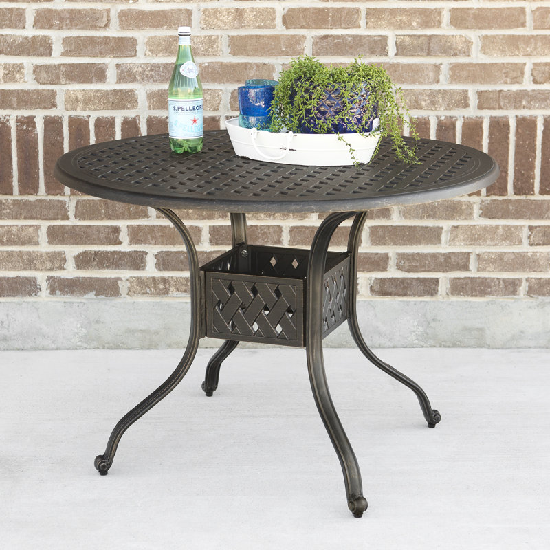 Round Outdoor Dining Table With Umbrella Hole , 42'' in. W 42'' in. D