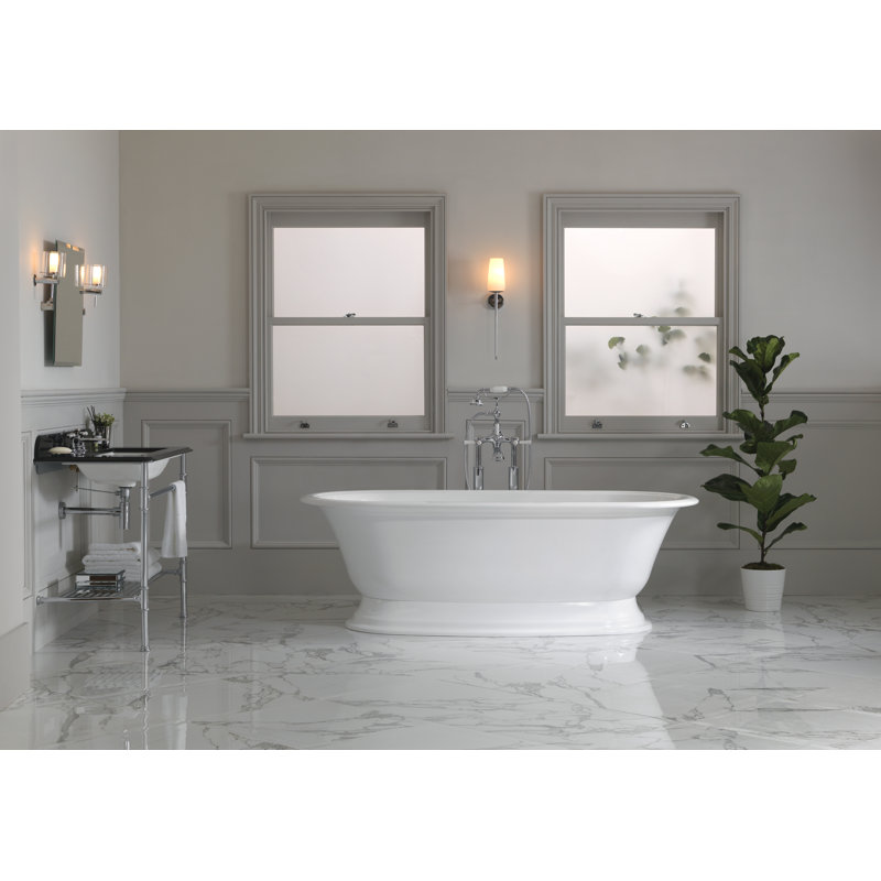 Elwick 75" x 36" Freestanding Soaking Pedestal Bathtub With Void