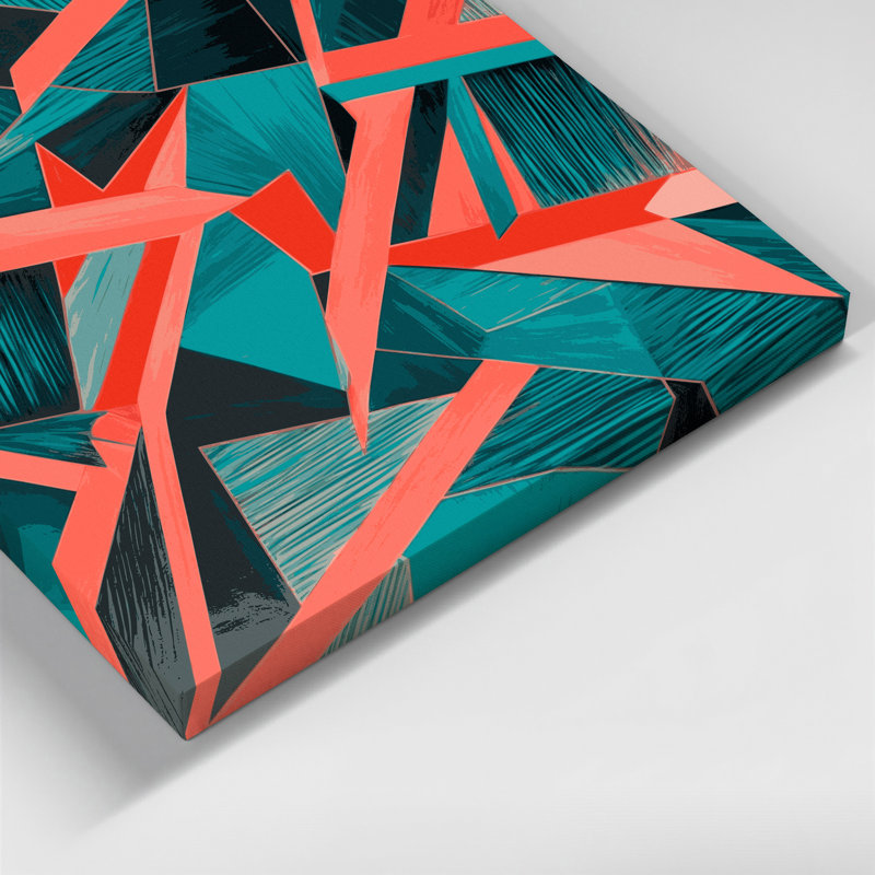 «Geometric Abstraction 42», art mural sur toile bleue, H 24 po x l 36 po