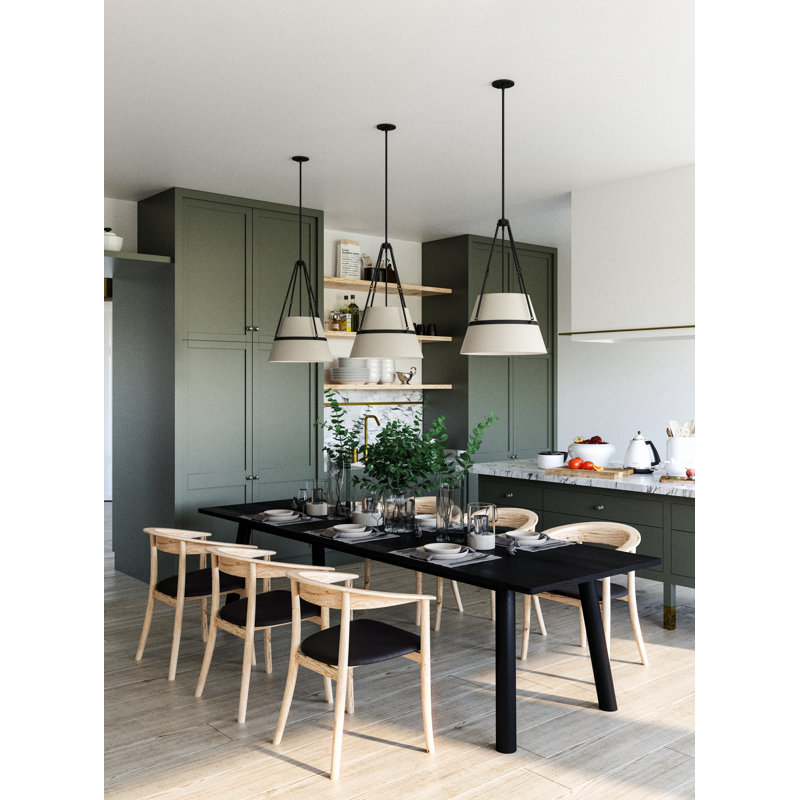 Oliver 1 - Light Pendant, Matte Black/White Linen