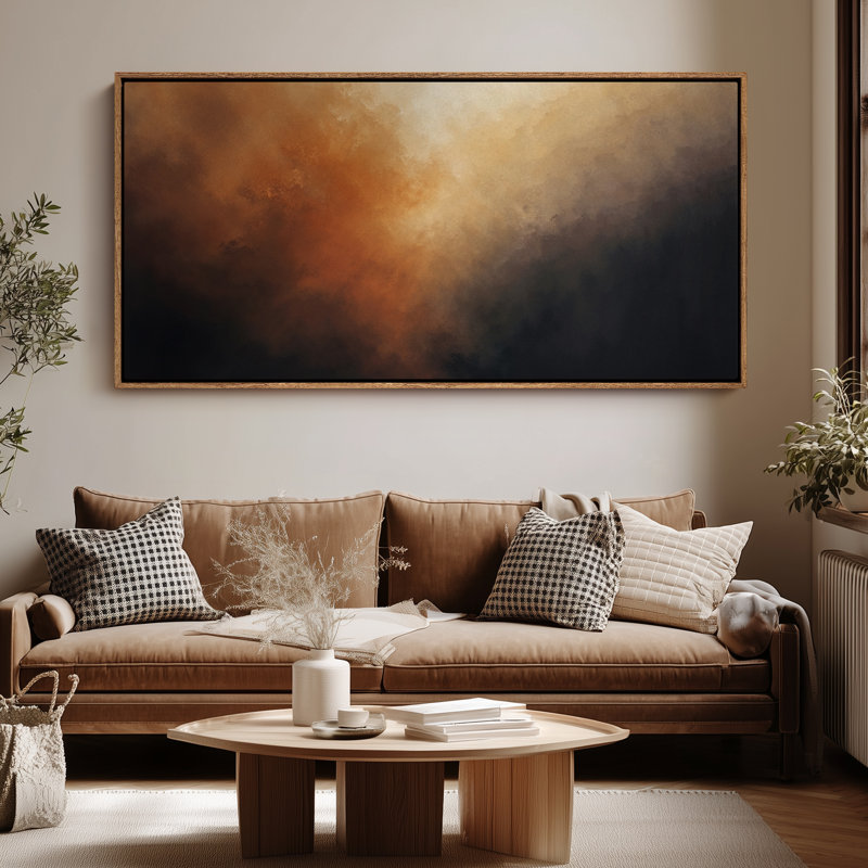 Très grand art mural rétro encadré pour art classique, H 30 po x l 60 po, Naturel