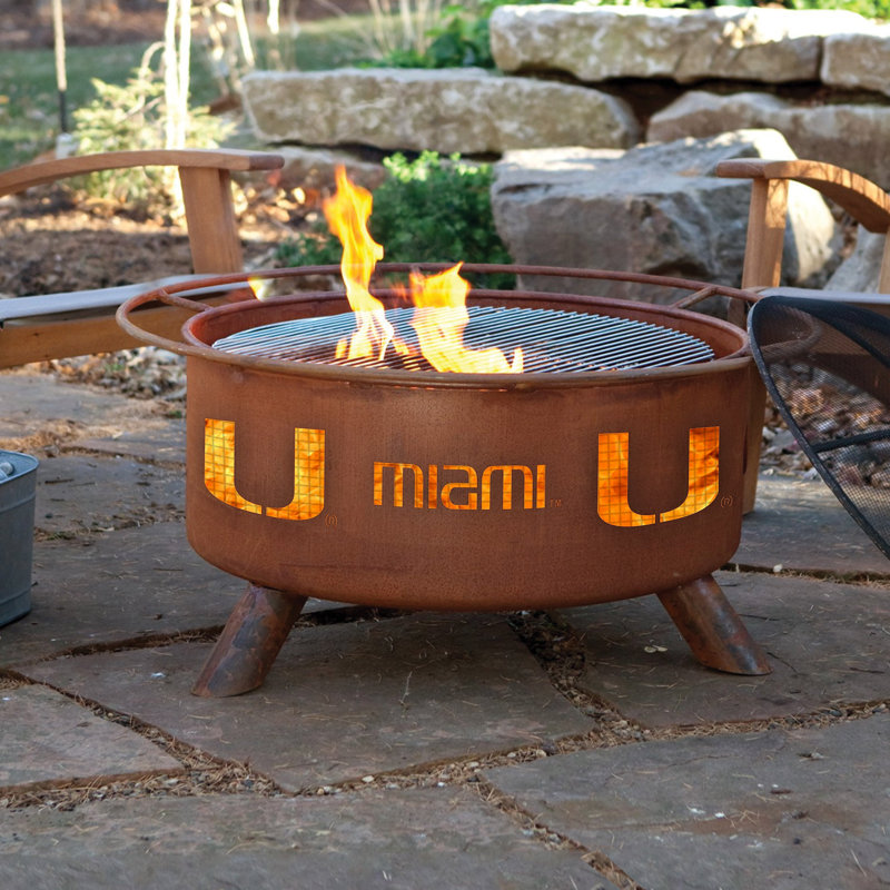 Collegiate Series Round Steel Fire Pit, University of Miami