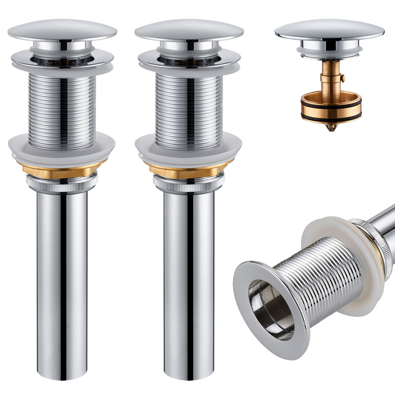Bonde escamotable de lavabo de salle de bain, Chrome poli, Non