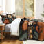 Ensemble de literie à motif de courtepointe Floral Boho, noir, 3 pièces, couvre-lits de style campagnard à fleurs avec 2 taies décoratives, doux et réversible, ensemble de couvre-lit léger en microfibre pour toutes les saisons, 90 po x 96 po-124609410-124609412