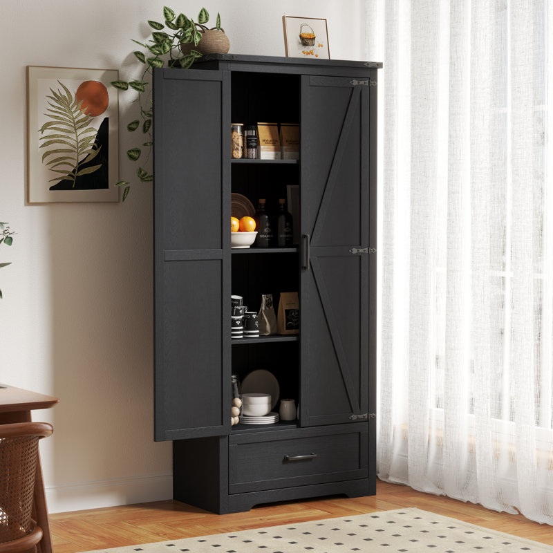 Armoire de cuisine 72 po Farmhouse, Noir
