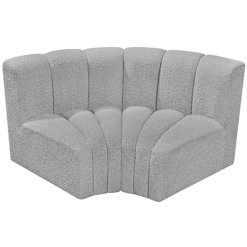 Ivanildo Upholstered Curved Sectional Reversible, Grey Boucle Fabric