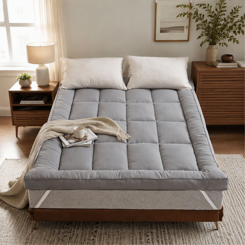 Surmatelas - gris, Gris, Grand lit