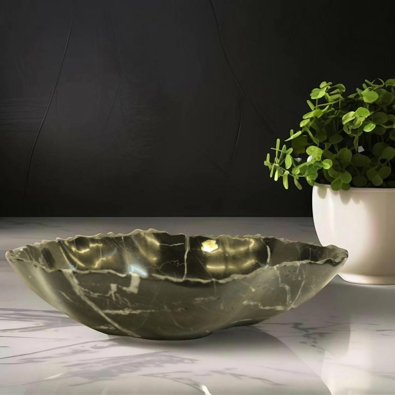 Centre de table en marbre noir perle