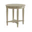 Table d'appoint ronde blanche antique avec pieds tournés et étagère inférieure