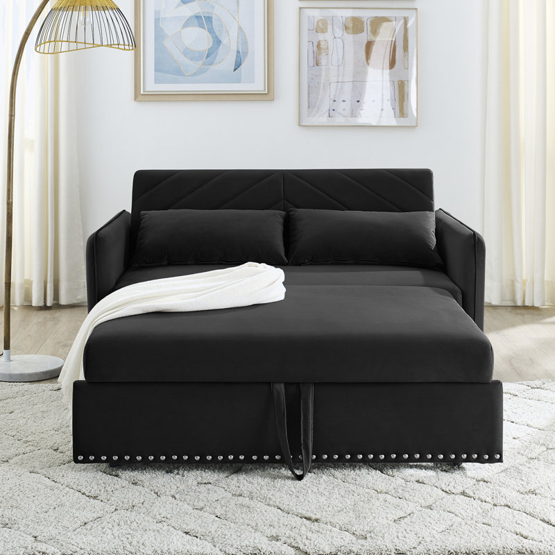 Futon rembourré Araluen 55, Velours noir