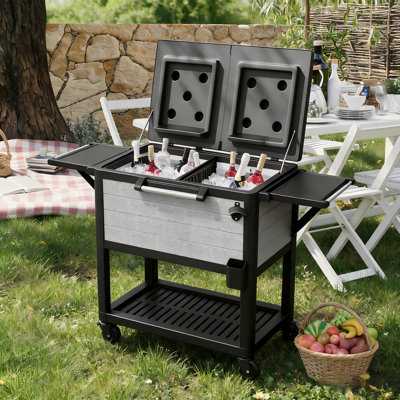 85 Quart Large Capacity Patio Rolling Cooler With Wheels