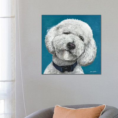 Goldendoodle On Teal by Hippie Hound Studios - Wrapped Canvas Painting