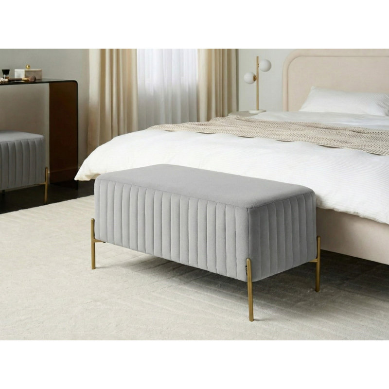 Benzant Velvet Upholstered Bench, Grey