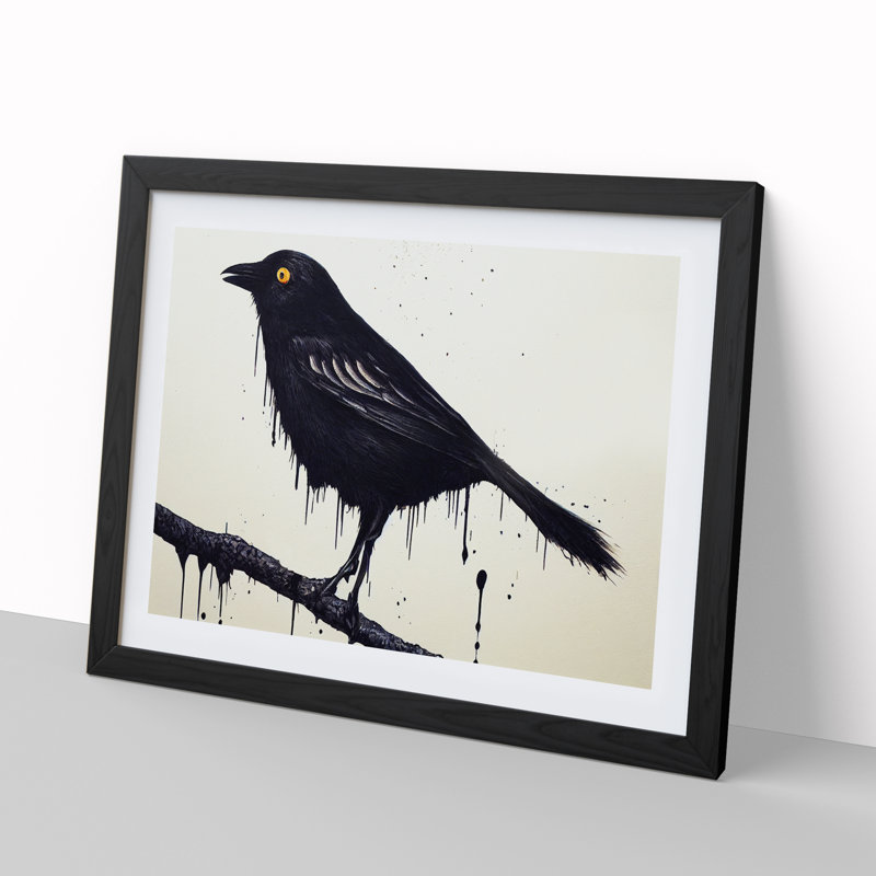 Crow Bird Splash Vol.3 - Framed Print, Black, 46cm H x 64cm W x 2cm D