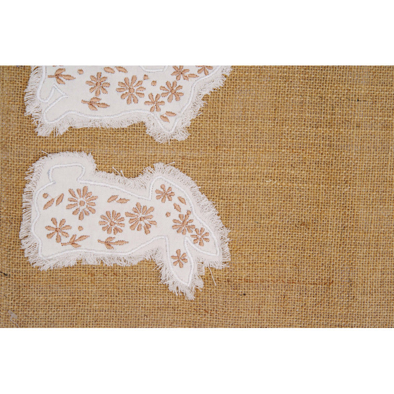 Easter Bunnies in a Row Burlap Embroidered Table Runner