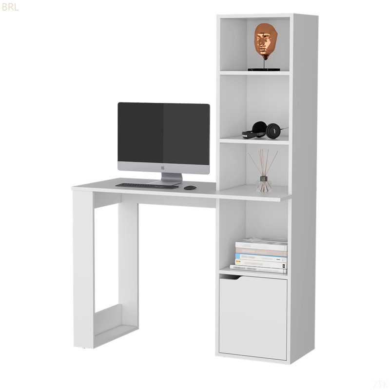 Bureau d'écriture avec bibliothèque et armoire Ripley, Blanc