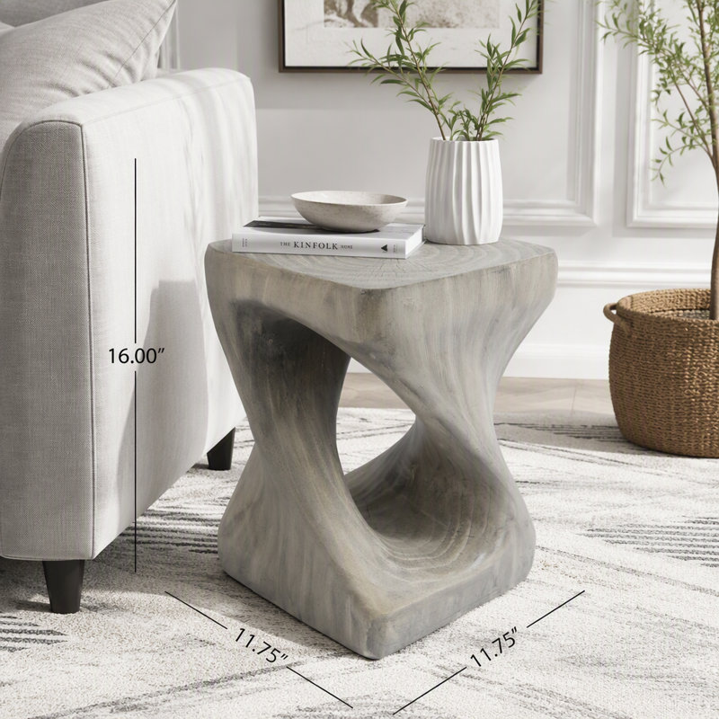 Table d'appoint à la texture imitation bois, Gris