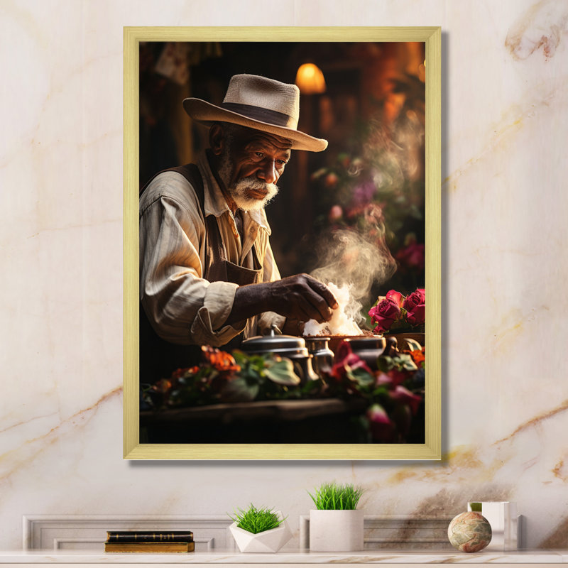 «Cailem Cuban Coffee culture II», reproduction sur toile, Encadrement doré, H 32 po x l 24 po x P 1 po