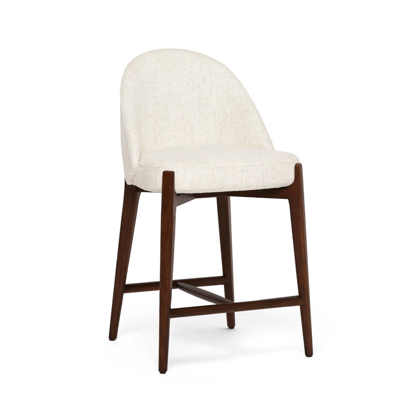Oakley Upholstered Stool with Solid Wood Frame, Desert Dune, Toffee