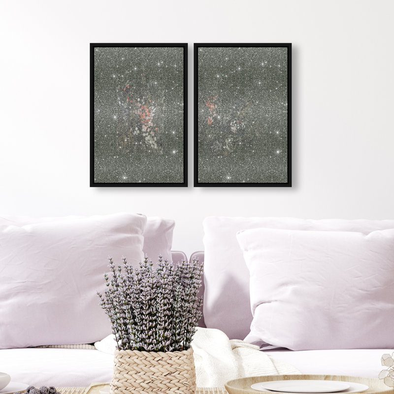 Dancing Petals Set Set by Oliver Gal, 11"H x 16"W, Black Floater Frame