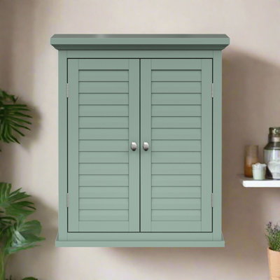 Glancy Two Shutter Doors Removable Wooden Corner Wall Cabinet