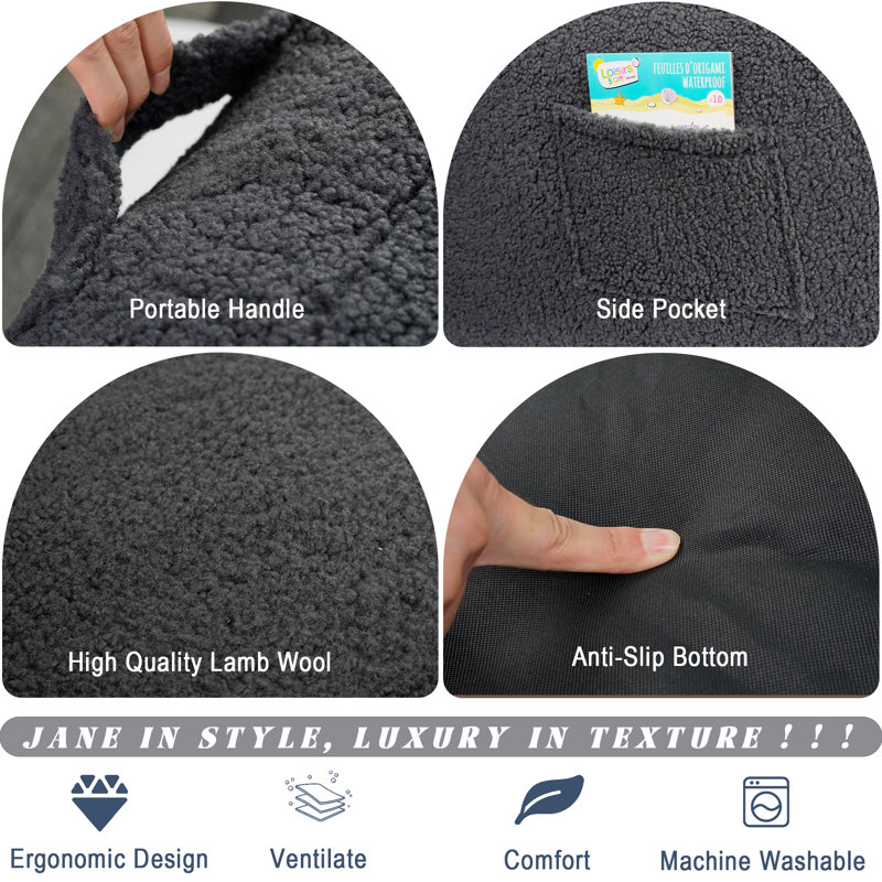 Giant Gray Lambswool High-Density Foam Bean Bag Chair