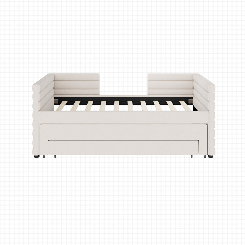 3 Drawers Upholstered Daybed With Trundle, White