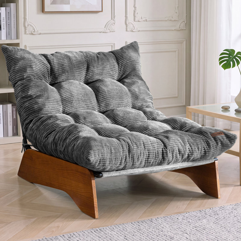 Fauteuil de salon ajustable, fauteuil lounge 3 positions, dossier réglable, fauteuil d'appoint capitonné, Grey-Corduroy