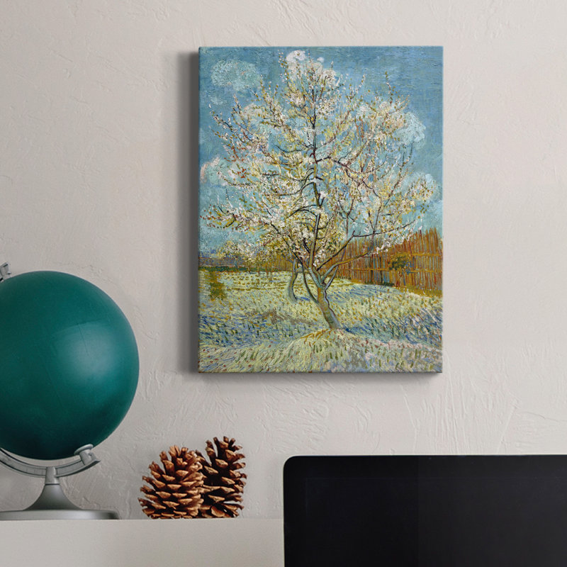 «The Pink Peach Tree», reproduction d'art sur toile tendue, H 12 po x l 8 po x P 1 po