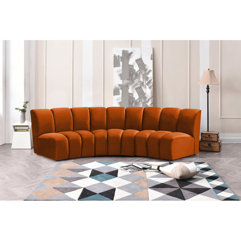 Canapé modulaire en velours Infinity, 3 pièces, Velours cognac