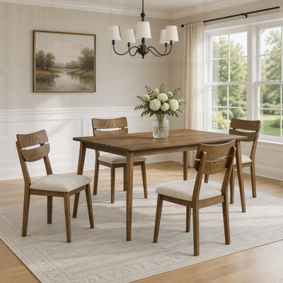 Table de salle à manger rectangulaire 1 pièce de style traditionnel contemporain avec une riche finition bois pour un mobilier de salon élégant et durable