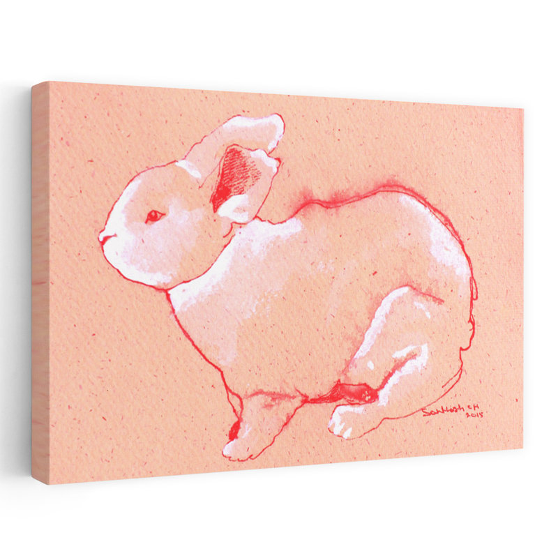 «Sweet Little Rabbit Peaceful Contemporary Lapin Forest», reproduction d'art murale, 32" H x 48" W